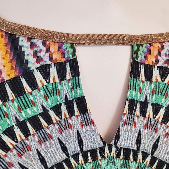 Claudia C Italy Dress Lightweight Sheath Size 42/10 Stunning Print gold Sparkle - Picture 3 of 8